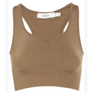 PANGAIA Bio-Based Seamless Active Crop Tank Top in Olive Brown - Size Medium